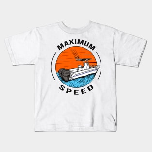 Speedboat Motorboat Racing Boat Captain Kids T-Shirt